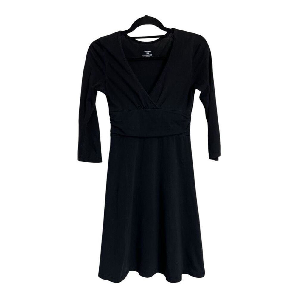 Patagonia Dress Womens Size XS Black Eva Luna Empire Wrap-Style Casual Chic